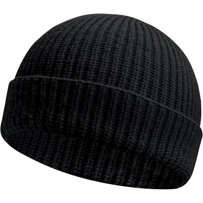 Ribbed Knit Beanie with Short Cuff for Winter