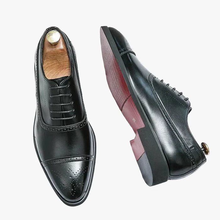 Men's Oxford Brogue Shoes Lace-Up Cap Toe for Business