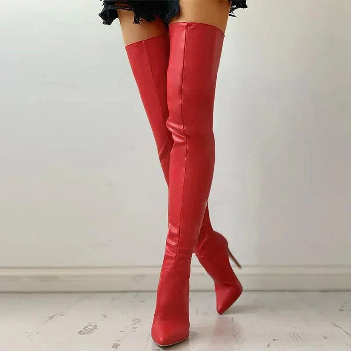 Women's Pointed Toe Over-the-Knee Boots with Stiletto Heel