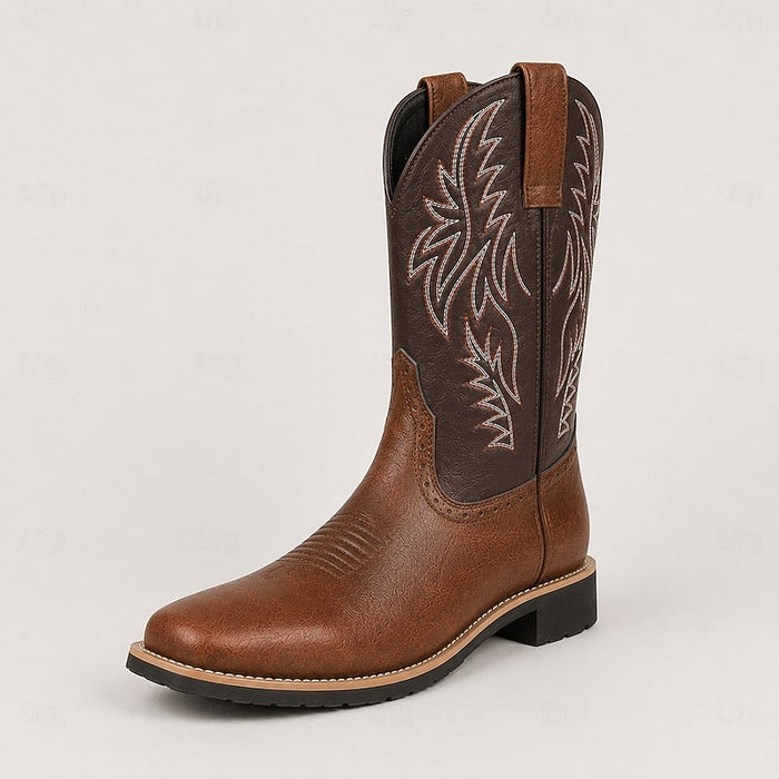 Women's Embroidered Western Cowboy Boots Square Toe
