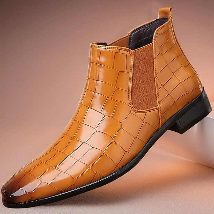 Men's Croc-Effect Chelsea Boots with Elastic Gussets